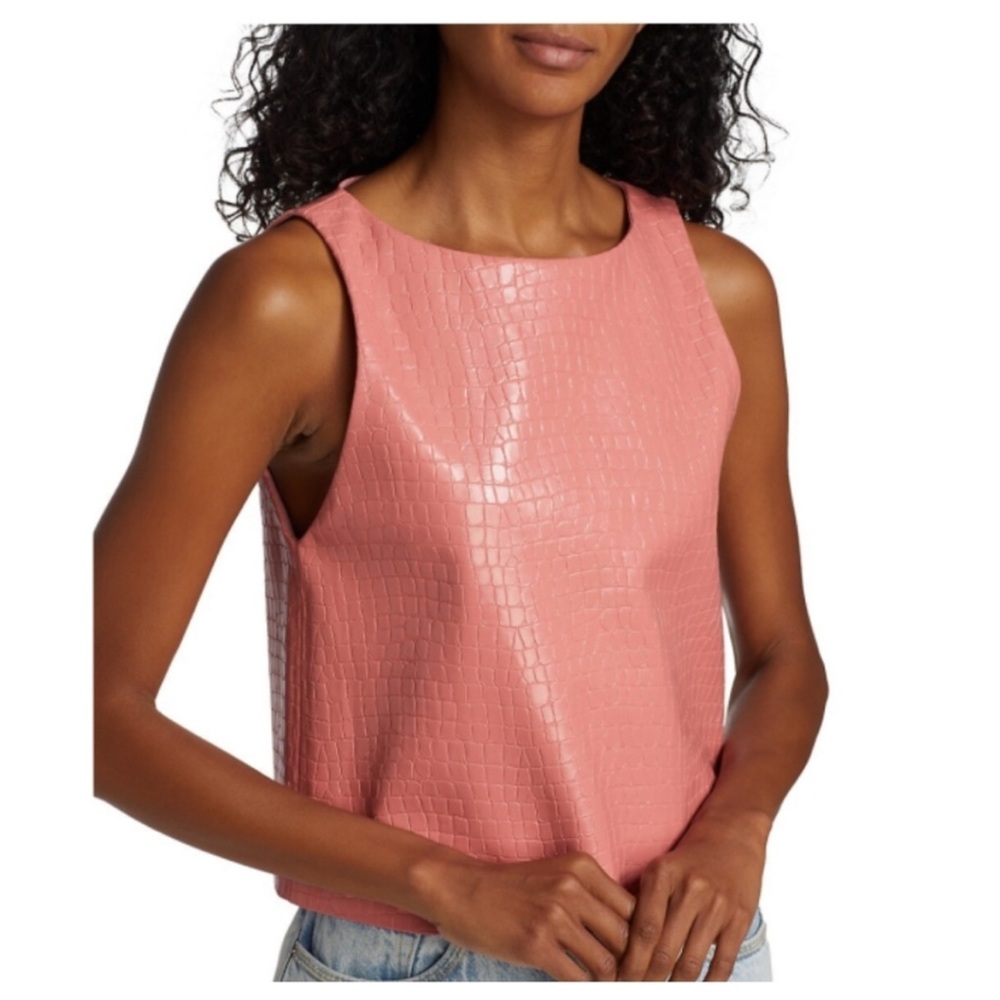 ALICE + OLIVIA Pink Amal Vegan Croc-Embossed Corp Top sz8 NWT - Picture 2 of 7